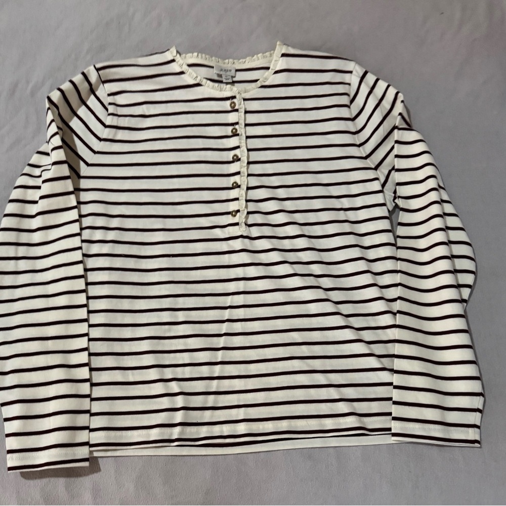 Women’s J Crew Size XL Striped Long Sleeve Henley Top